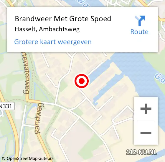 Locatie op kaart van de 112 melding: Brandweer Met Grote Spoed Naar Hasselt, Ambachtsweg op 8 november 2021 07:33