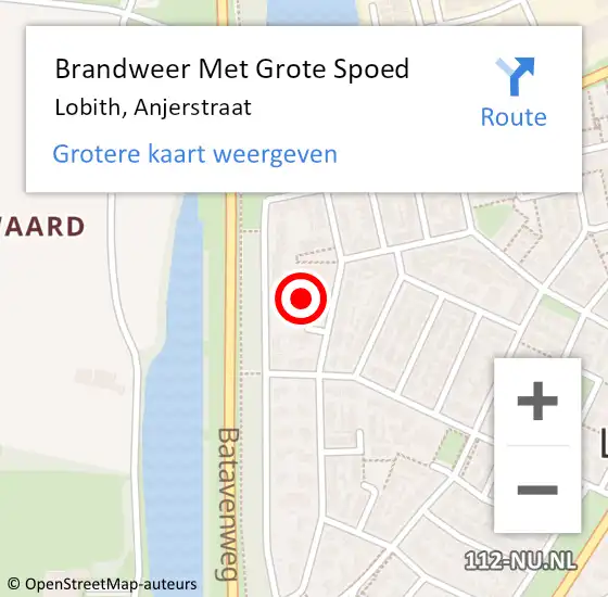 Locatie op kaart van de 112 melding: Brandweer Met Grote Spoed Naar Lobith, Anjerstraat op 8 november 2021 08:21