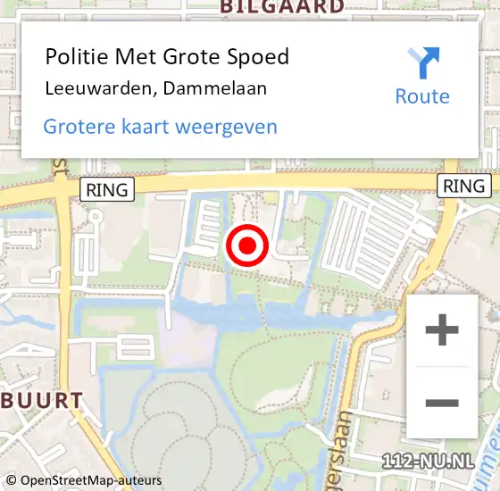 Locatie op kaart van de 112 melding: Politie Met Grote Spoed Naar Leeuwarden, Dammelaan op 8 november 2021 08:33