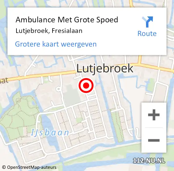 Locatie op kaart van de 112 melding: Ambulance Met Grote Spoed Naar Lutjebroek, Fresialaan op 8 november 2021 08:40