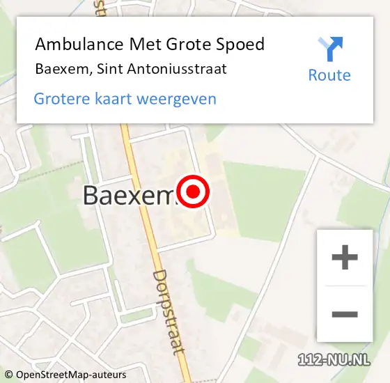 Locatie op kaart van de 112 melding: Ambulance Met Grote Spoed Naar Baexem, Sint Antoniusstraat op 8 november 2021 08:47