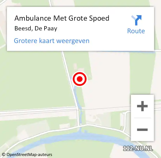 Locatie op kaart van de 112 melding: Ambulance Met Grote Spoed Naar Beesd, De Paay op 8 november 2021 09:14