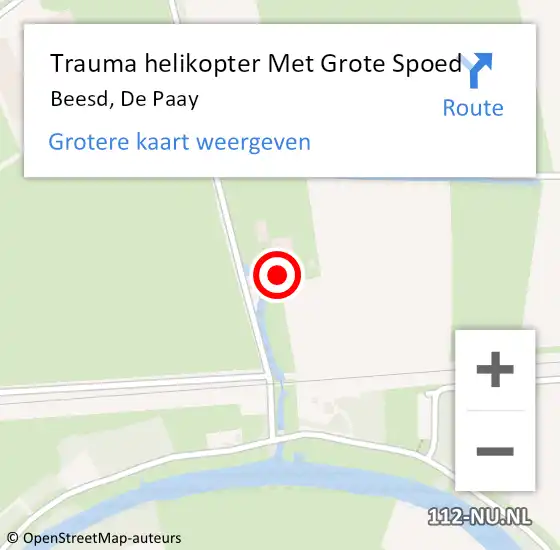 Locatie op kaart van de 112 melding: Trauma helikopter Met Grote Spoed Naar Beesd, De Paay op 8 november 2021 09:15