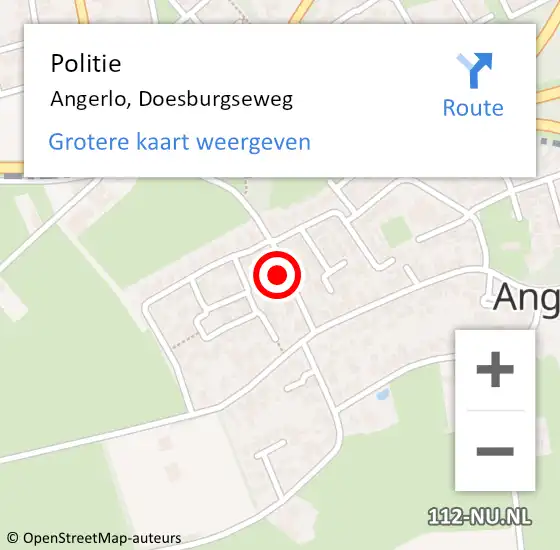 Locatie op kaart van de 112 melding: Politie Angerlo, Doesburgseweg op 8 november 2021 09:35