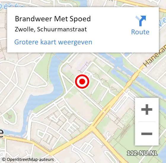 Locatie op kaart van de 112 melding: Brandweer Met Spoed Naar Zwolle, Schuurmanstraat op 8 november 2021 09:45