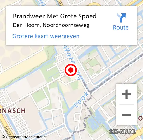 Locatie op kaart van de 112 melding: Brandweer Met Grote Spoed Naar Den Hoorn, Noordhoornseweg op 8 november 2021 09:53