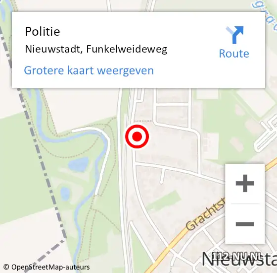 Locatie op kaart van de 112 melding: Politie Nieuwstadt, Funkelweideweg op 8 november 2021 09:58