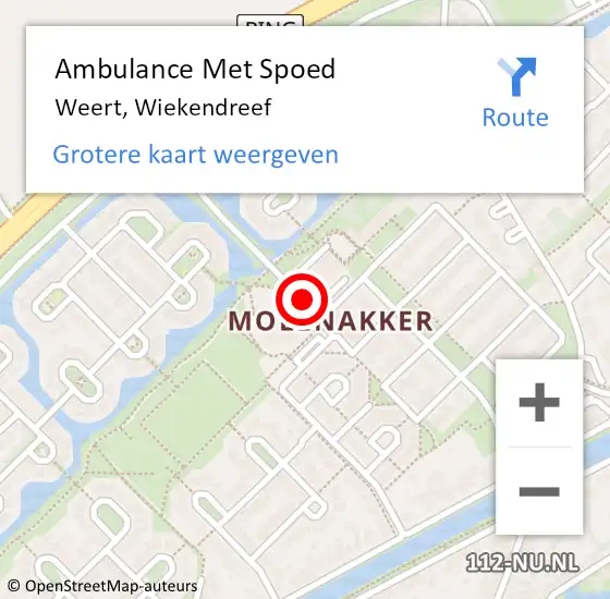 Locatie op kaart van de 112 melding: Ambulance Met Spoed Naar Weert, Wiekendreef op 28 juni 2014 15:56