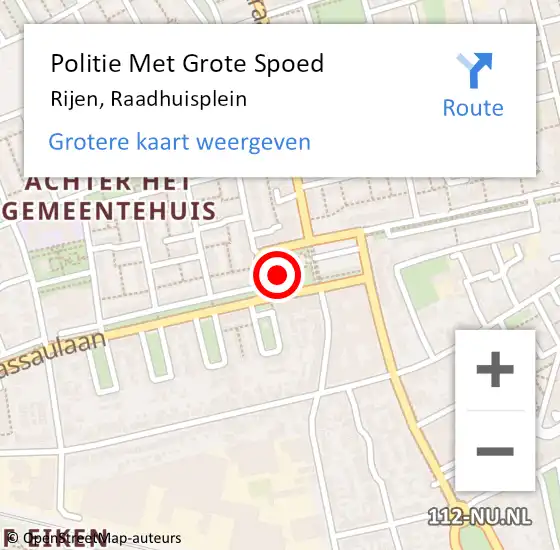 Locatie op kaart van de 112 melding: Politie Met Grote Spoed Naar Rijen, Raadhuisplein op 8 november 2021 11:26