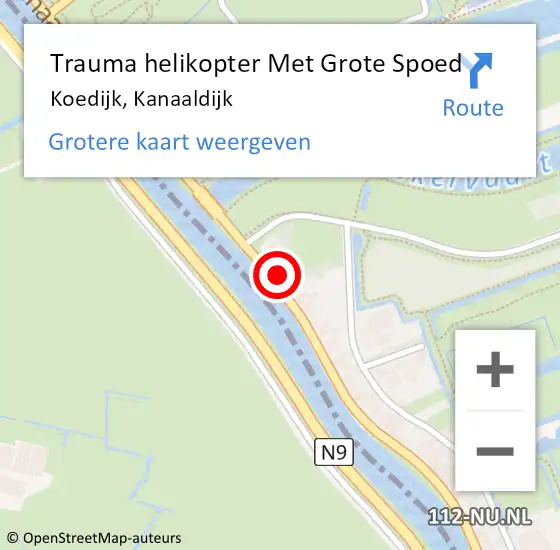 Locatie op kaart van de 112 melding: Trauma helikopter Met Grote Spoed Naar Koedijk, Kanaaldijk op 8 november 2021 11:51