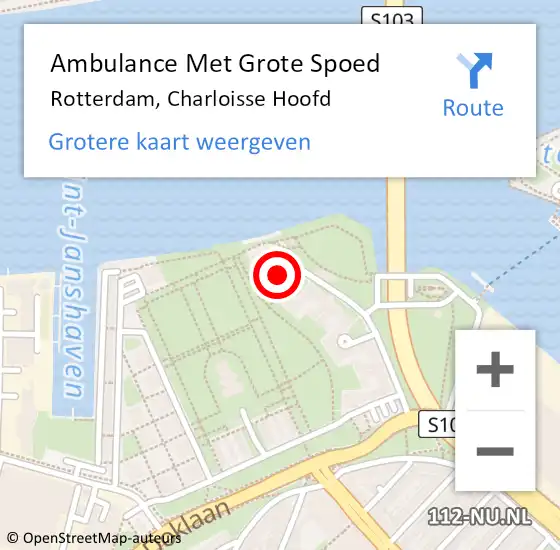 Locatie op kaart van de 112 melding: Ambulance Met Grote Spoed Naar Rotterdam, Charloisse Hoofd op 8 november 2021 11:57