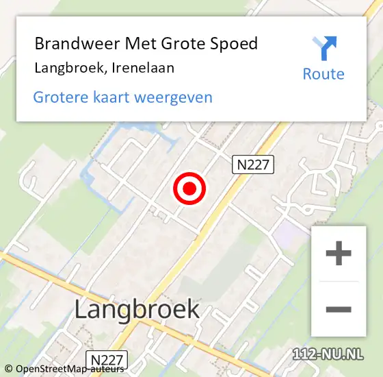 Locatie op kaart van de 112 melding: Brandweer Met Grote Spoed Naar Langbroek, Irenelaan op 8 november 2021 11:57