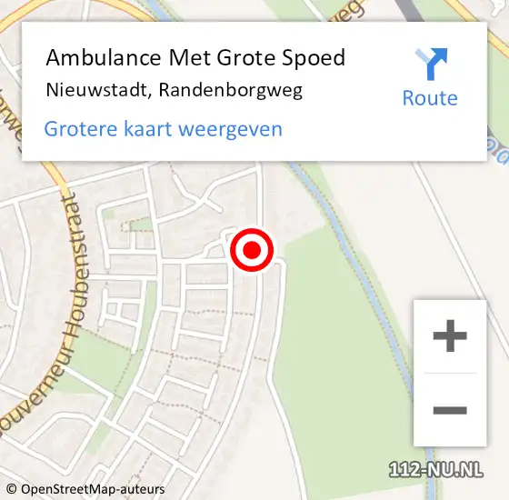 Locatie op kaart van de 112 melding: Ambulance Met Grote Spoed Naar Nieuwstadt, Randenborgweg op 28 juni 2014 16:01