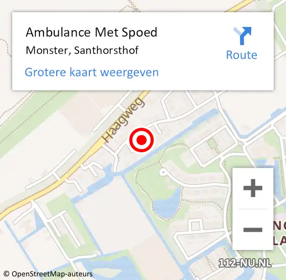 Locatie op kaart van de 112 melding: Ambulance Met Spoed Naar Monster, Santhorsthof op 8 november 2021 12:14