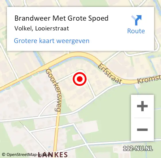 Locatie op kaart van de 112 melding: Brandweer Met Grote Spoed Naar Volkel, Looierstraat op 8 november 2021 12:19