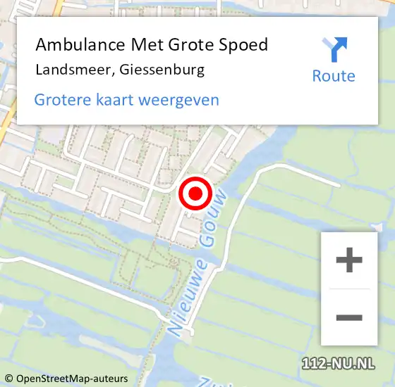 Locatie op kaart van de 112 melding: Ambulance Met Grote Spoed Naar Landsmeer, Giessenburg op 8 november 2021 12:36