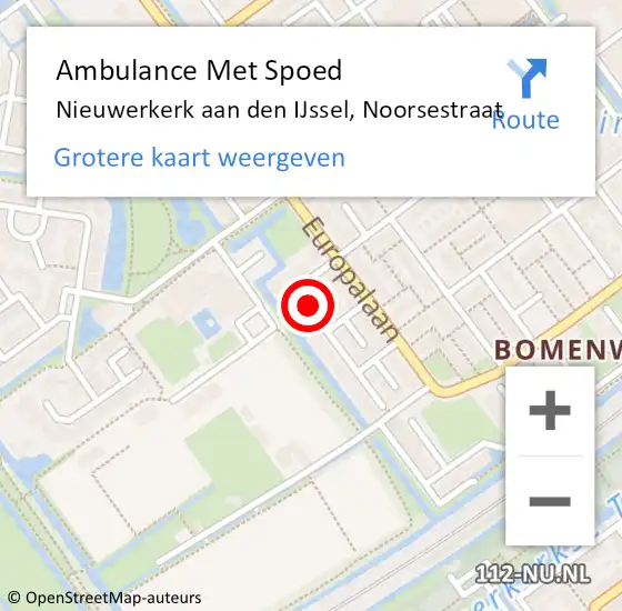 Locatie op kaart van de 112 melding: Ambulance Met Spoed Naar Nieuwerkerk aan den IJssel, Noorsestraat op 8 november 2021 12:39