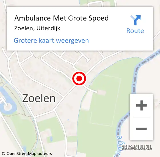 Locatie op kaart van de 112 melding: Ambulance Met Grote Spoed Naar Zoelen, Uiterdijk op 8 november 2021 13:00
