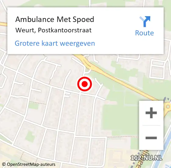 Locatie op kaart van de 112 melding: Ambulance Met Spoed Naar Weurt, Postkantoorstraat op 8 november 2021 13:10