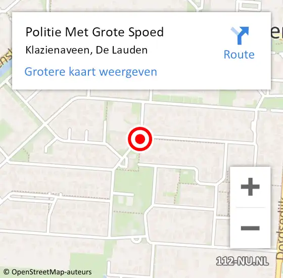 Locatie op kaart van de 112 melding: Politie Met Grote Spoed Naar Klazienaveen, De Lauden op 8 november 2021 13:37