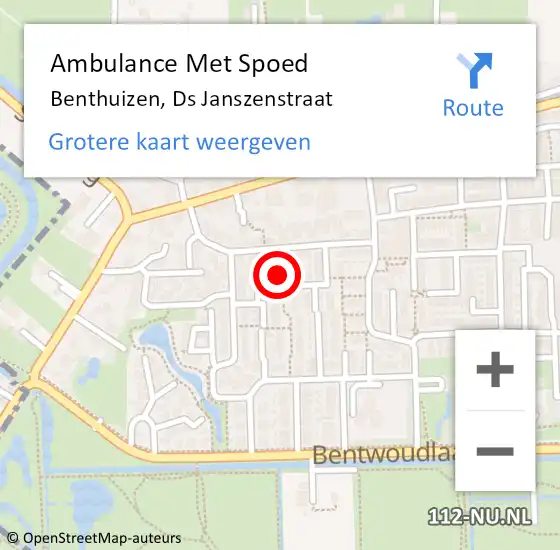 Locatie op kaart van de 112 melding: Ambulance Met Spoed Naar Benthuizen, Ds Janszenstraat op 8 november 2021 13:45