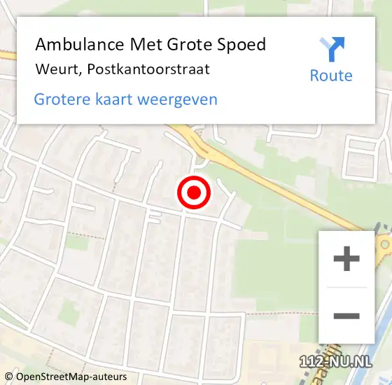 Locatie op kaart van de 112 melding: Ambulance Met Grote Spoed Naar Weurt, Postkantoorstraat op 8 november 2021 13:48
