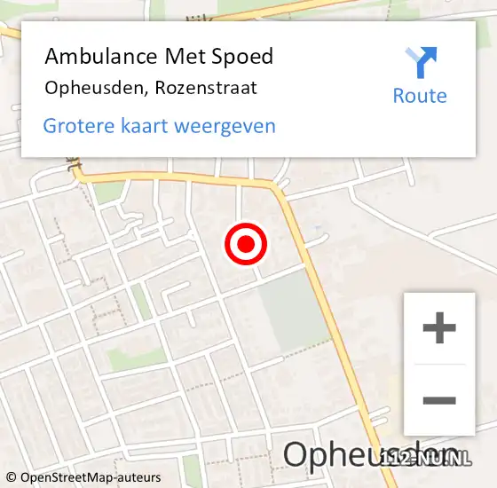 Locatie op kaart van de 112 melding: Ambulance Met Spoed Naar Opheusden, Rozenstraat op 8 november 2021 13:51