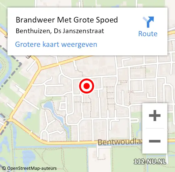 Locatie op kaart van de 112 melding: Brandweer Met Grote Spoed Naar Benthuizen, Ds Janszenstraat op 8 november 2021 13:58