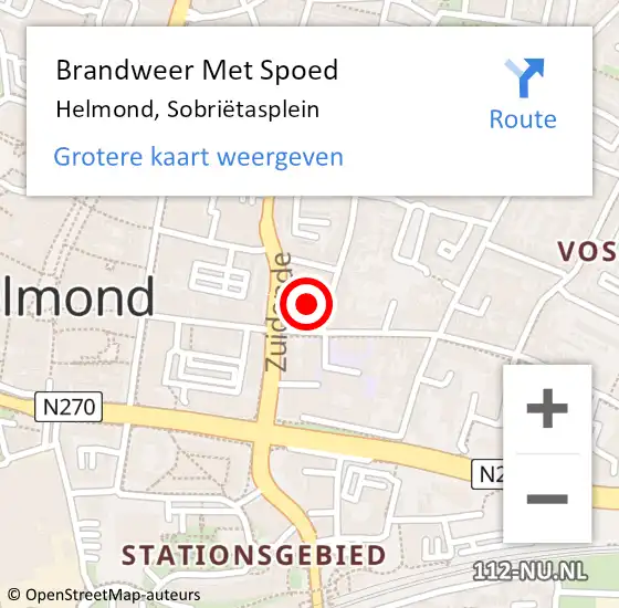 Locatie op kaart van de 112 melding: Brandweer Met Spoed Naar Helmond, Sobriëtasplein op 8 november 2021 13:59