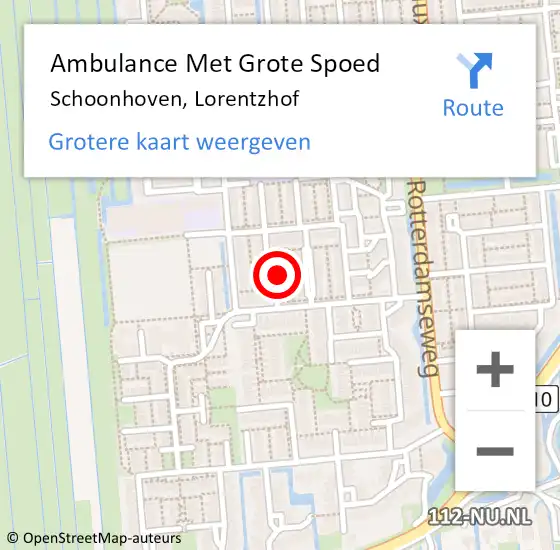 Locatie op kaart van de 112 melding: Ambulance Met Grote Spoed Naar Schoonhoven, Lorentzhof op 8 november 2021 14:19