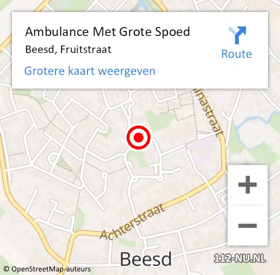 Locatie op kaart van de 112 melding: Ambulance Met Grote Spoed Naar Beesd, Fruitstraat op 8 november 2021 14:20