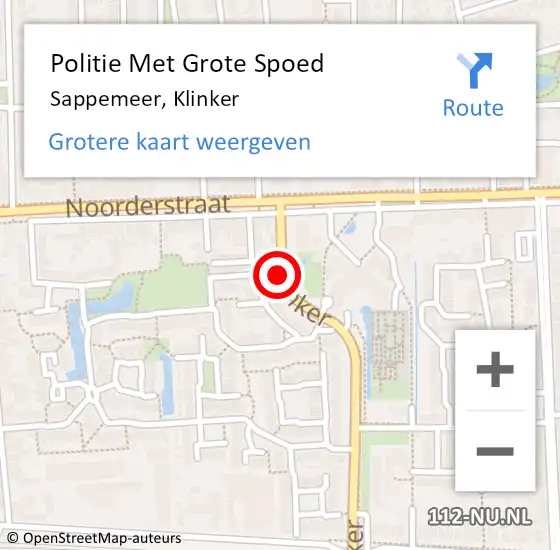 Locatie op kaart van de 112 melding: Politie Met Grote Spoed Naar Sappemeer, Klinker op 8 november 2021 14:30
