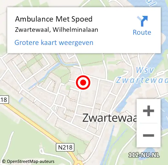 Locatie op kaart van de 112 melding: Ambulance Met Spoed Naar Zwartewaal, Wilhelminalaan op 8 november 2021 14:46