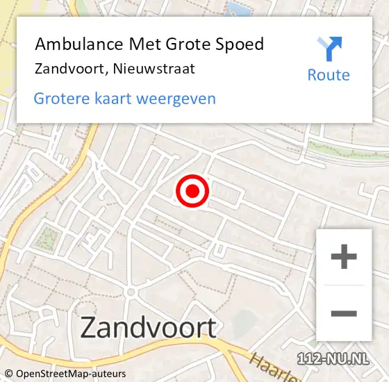 Locatie op kaart van de 112 melding: Ambulance Met Grote Spoed Naar Zandvoort, Nieuwstraat op 8 november 2021 14:46