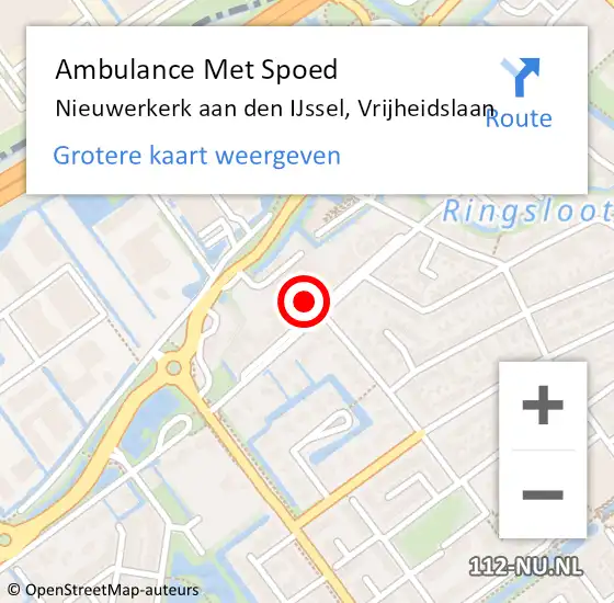 Locatie op kaart van de 112 melding: Ambulance Met Spoed Naar Nieuwerkerk aan den IJssel, Vrijheidslaan op 8 november 2021 14:58