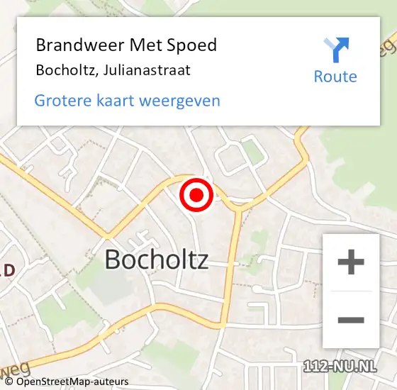Locatie op kaart van de 112 melding: Brandweer Met Spoed Naar Bocholtz, Julianastraat op 8 november 2021 14:58