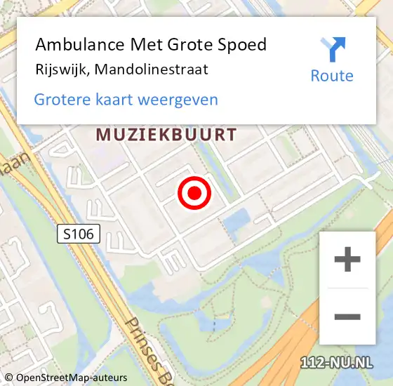 Locatie op kaart van de 112 melding: Ambulance Met Grote Spoed Naar Rijswijk, Mandolinestraat op 8 november 2021 15:02