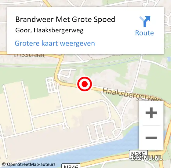 Locatie op kaart van de 112 melding: Brandweer Met Grote Spoed Naar Goor, Haaksbergerweg op 8 november 2021 15:17