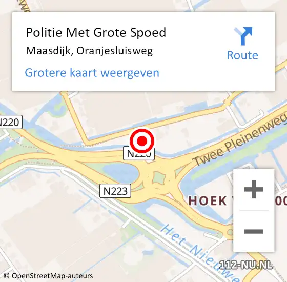 Locatie op kaart van de 112 melding: Politie Met Grote Spoed Naar Maasdijk, Oranjesluisweg op 8 november 2021 15:19