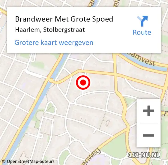 Locatie op kaart van de 112 melding: Brandweer Met Grote Spoed Naar Haarlem, Stolbergstraat op 8 november 2021 15:19