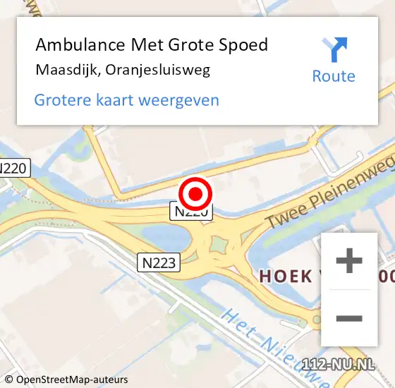 Locatie op kaart van de 112 melding: Ambulance Met Grote Spoed Naar Maasdijk, Oranjesluisweg op 8 november 2021 15:19