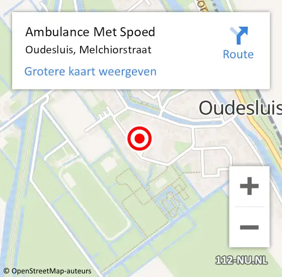 Locatie op kaart van de 112 melding: Ambulance Met Spoed Naar Oudesluis, Melchiorstraat op 8 november 2021 15:25