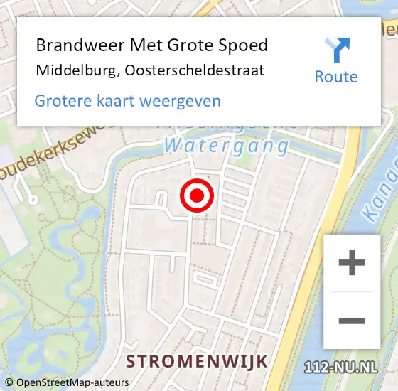 Locatie op kaart van de 112 melding: Brandweer Met Grote Spoed Naar Middelburg, Oosterscheldestraat op 8 november 2021 15:32