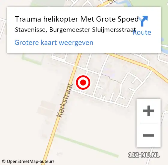 Locatie op kaart van de 112 melding: Trauma helikopter Met Grote Spoed Naar Stavenisse, Burgemeester Sluijmersstraat op 8 november 2021 15:42