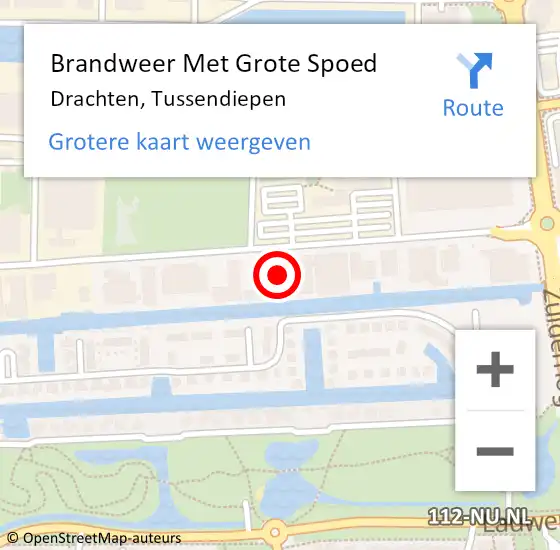 Locatie op kaart van de 112 melding: Brandweer Met Grote Spoed Naar Drachten, Tussendiepen op 8 november 2021 15:48