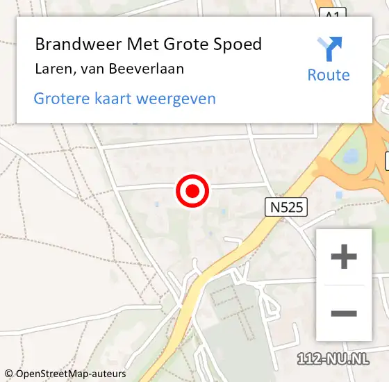 Locatie op kaart van de 112 melding: Brandweer Met Grote Spoed Naar Laren, van Beeverlaan op 8 november 2021 15:54