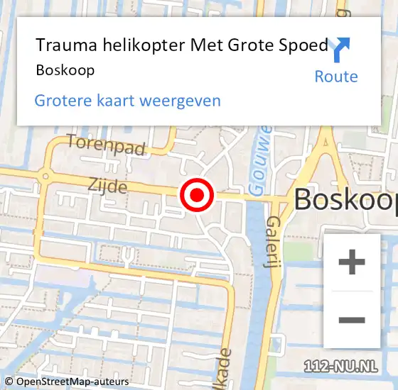 Locatie op kaart van de 112 melding: Trauma helikopter Met Grote Spoed Naar Boskoop op 8 november 2021 15:55