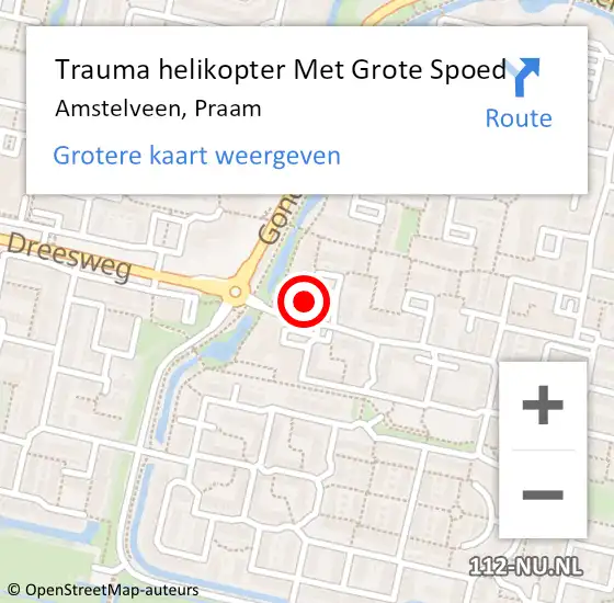 Locatie op kaart van de 112 melding: Trauma helikopter Met Grote Spoed Naar Amstelveen, Praam op 8 november 2021 16:06