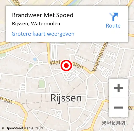 Locatie op kaart van de 112 melding: Brandweer Met Spoed Naar Rijssen, Watermolen op 8 november 2021 16:08