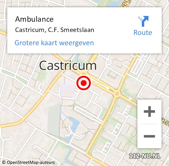 Locatie op kaart van de 112 melding: Ambulance Castricum, C.F. Smeetslaan op 8 november 2021 16:10